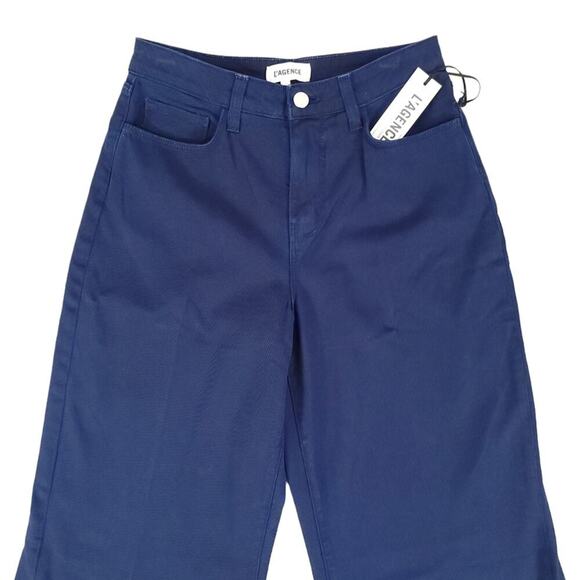 L'agence High Rise Wide Leg Jeans Navy Blue Denim - Picture 2 of 8